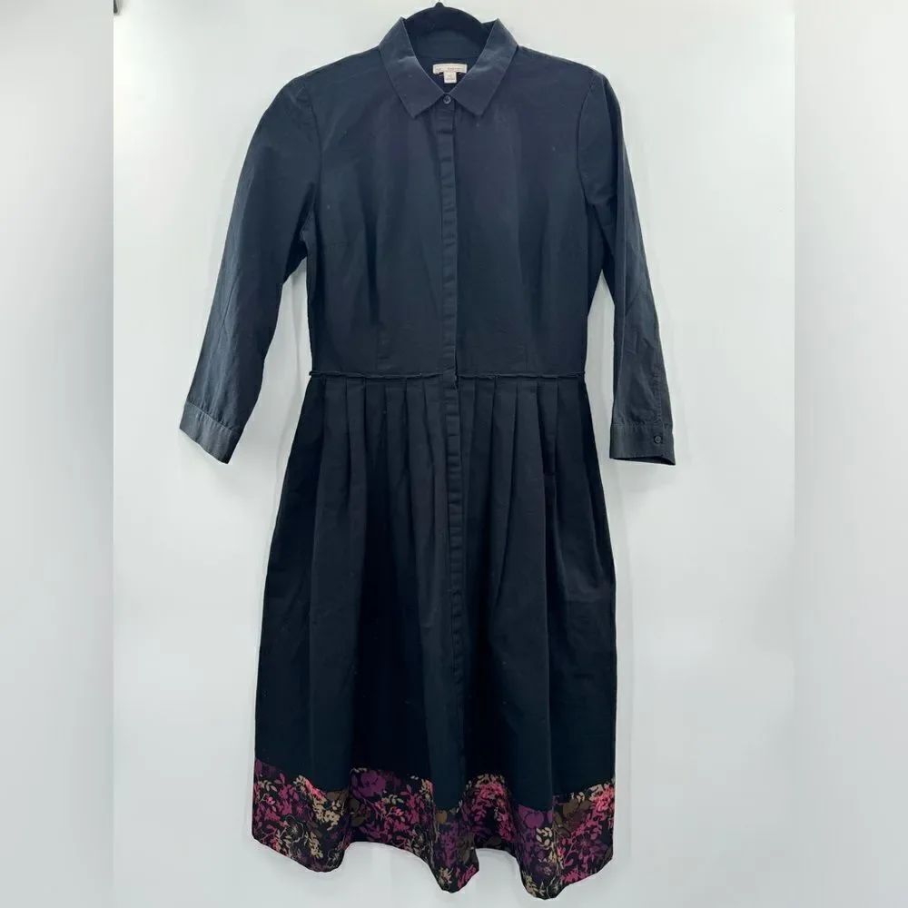 3For$20 Gap Pleated Black Dress with Floral Trim size XS